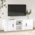 vidaXL TV skrinka lesklá biela 100x31,5x35 cm spracované drevo