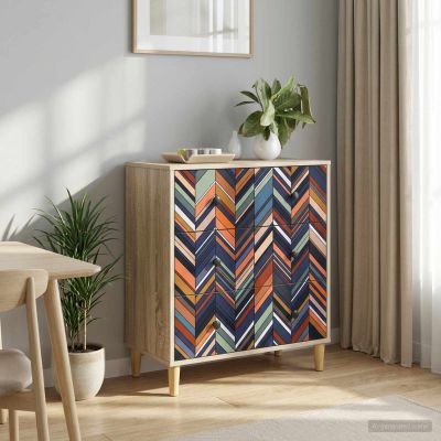 vidaXL Příborník OMMEN Geometrický vzor 66 x 36,5 x 75 cm Sonoma