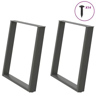 vidaXL Nohy k jedálenskému stolu v tvare U, 2 ks, antracitové, 80 x (72-73) cm, oceľ