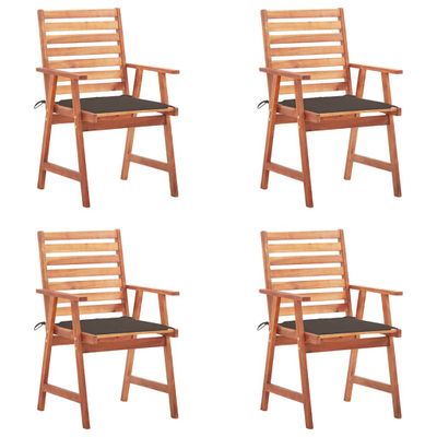 vidaXL Vonkajšie jedálenské stoličky 4 ks s podložkami masívna akácia