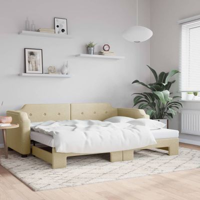 vidaXL Denná posteľ s rozkladacou posteľou krémová 80x200 cm látka