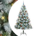 vidaXL Umelý vianočný stromček Zelená a biela 210 cm PVC, kov a plast