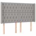 vidaXL Čelo postele s LED bledosivé 163x16x118/128 cm látka