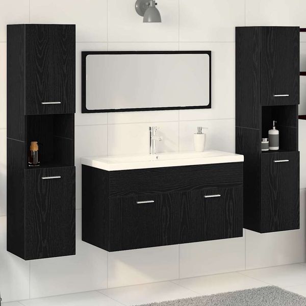 vidaXL Sada kúpeľňového nábytku 4 pcs Čierny dub Kompozitné drevo