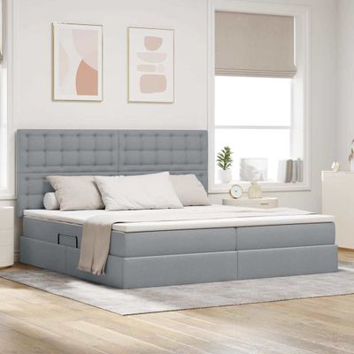 vidaXL Postel s úložným prostorem a matrací Svetlosivá 200 x 200 cm
