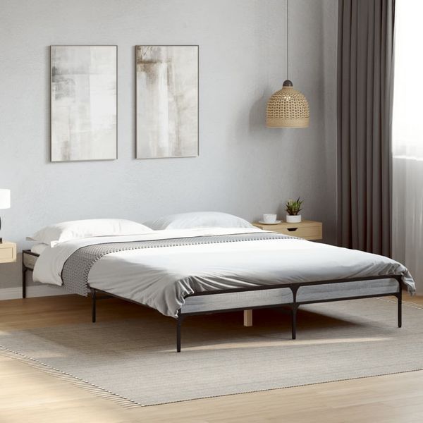 vidaXL Posteľný rám sivý sonoma 140x200 cm kompozitné drevo a kov