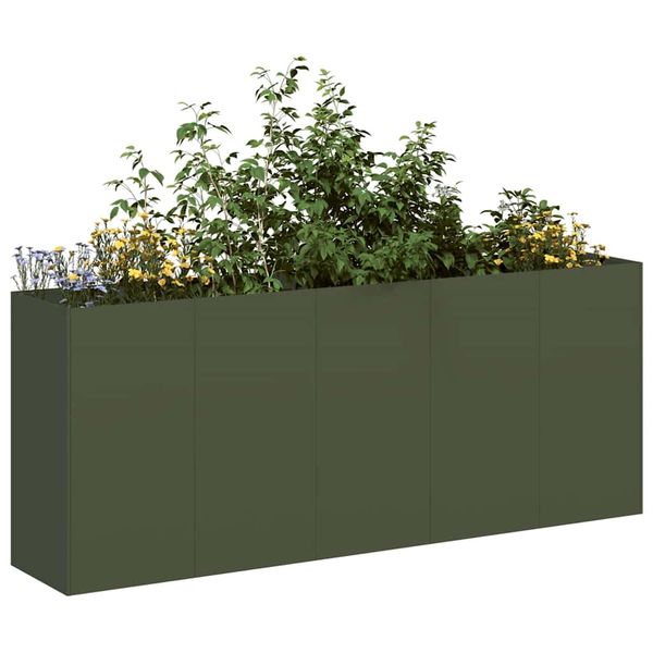 VidaXL kvetináč Olive Green 200x40x80 cm Oceľ valcovaná za studena