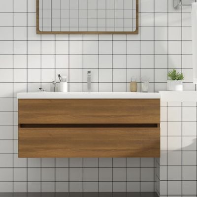 vidaXL Umývadlová skrinka hnedý dub 100x38,5x45 cm spracované drevo