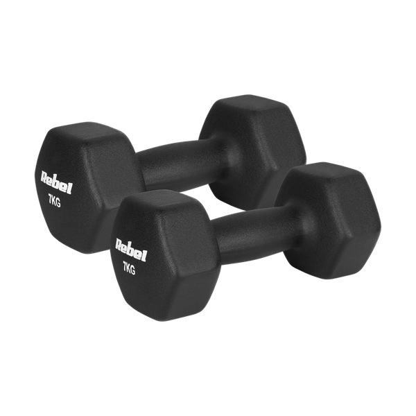 Činky REBEL ACTIVE RBA-2330-7 litinové neoprenové HEX 2x7 kg
