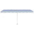 vidaXL Voľne stojaca ručne zaťahovacia markíza 500x350 cm, modro biela
