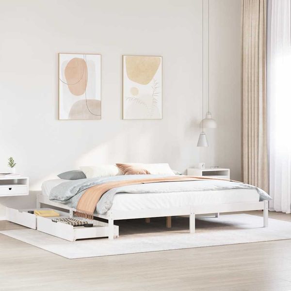 vidaXL Posteľ bez matraca biela 200x200 cm masívna borovica