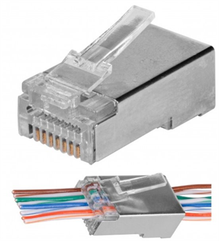Konektor NEKU FTP CAT5 RJ45 8P8C, tienený, priechodný Konektor NEKU FTP CAT5 RJ45 8P8C, tienený, priechodný
