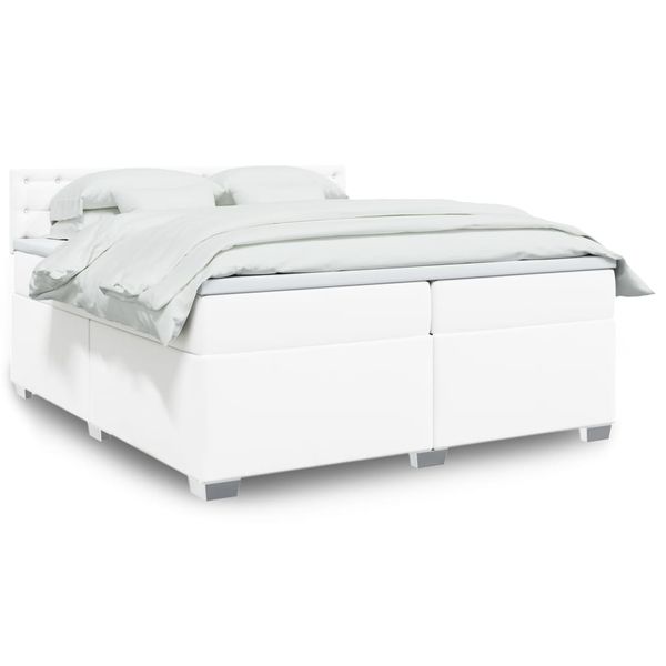 vidaXL Boxspring posteľ s matracom biela 200x200 cm umelá koža