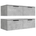 vidaXL Nástenné skrinky 2 ks betónovosivé 68x30x20 cm spracované drevo
