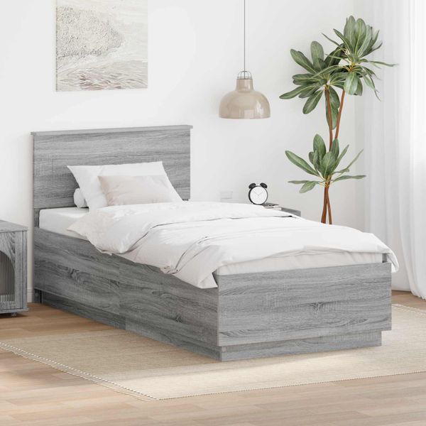 vidaXL Rám postele Sivá sonoma 90 x 200 cm Kompozitné drevo