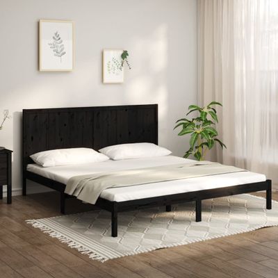 vidaXL Posteľný rám, čierny, borovicový masív 180x200cm Super King