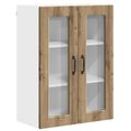 vidaXL Nástenný sklenený kabinet PORTO Remeselný dub 60 x 31 x 80 cm