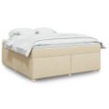 vidaXL Posteľný rám boxspring s matracom krémový 180x200 cm látka