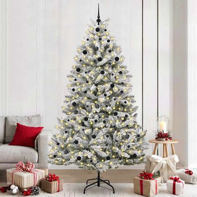 vidaXL Umelý vianočný stromček Zelená a biela 240 cm PVC a kov