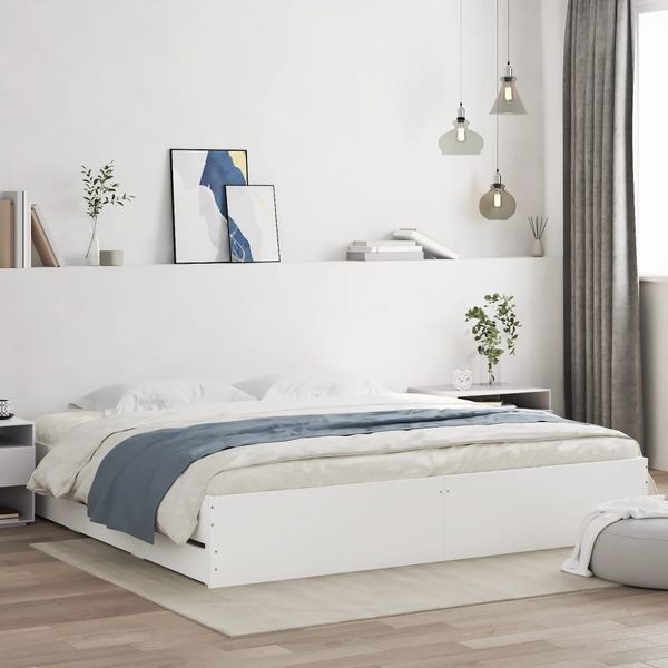 vidaXL Posteľný rám so zásuvkami biely 180x200 cm kompozitné drevo