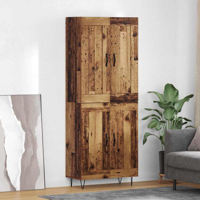 vidaXL Highboard Staré drevo 69,5 x 34 x 180 cm Kompozitné drevo