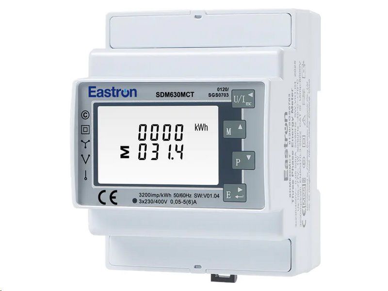 Elektroměr 3F na DIN lištu třífázový EASTRON SDM 630 MCT, MID, Modbus