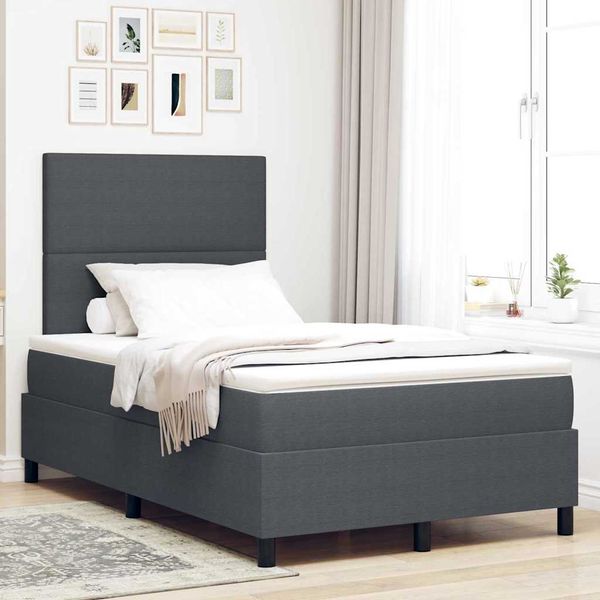 vidaXL Posteľ s pružinovým rámom Tmavo šedá a biela 120 x 200 cm