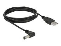 Elektrický kábel - DC jack 5,5 x 2,5 mm (M) pravouhlý do USB (iba napájanie) (M) - 1,5 m - čierna