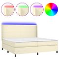 vidaXL Boxspring posteľ s matracom a LED krémová 200x200 cm umelá koža