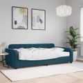vidaXL Denná posteľ s matracom modrá 100x200 cm zamat