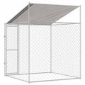 vidaXL Klietka pre psa s strechou Strieborná 200 x 200 x 258 cm