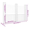 vidaXL Železný gabiónový kôš v tvare U s 3 stĺpmi 260x20x200 cm