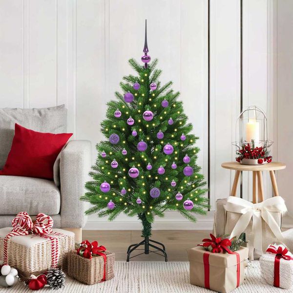 vidaXL Vianočný stromček s 150 LED-i so stojanom Zelená 120 cm PE