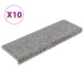 vidaXL Schodové rohože 10 ks 65x21x4 cm sivé s obdĺžnikovým okrajom