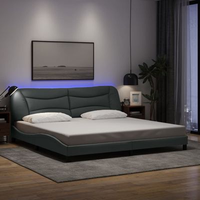 vidaXL Rám postele s LED bez matraca Hvar bledosivá 200x200 cm látka