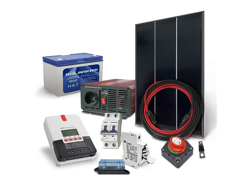 SOLARFAM 180Wp solárny ostrovný set, 12V, batéria 100Ah, menič 230VAC 600W