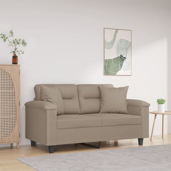 vidaXL 2-miestna pohovka s vankúšmi sivohnedá 120 cm mikrovlákno