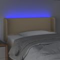 vidaXL Čelo postele s LED krémové 103x16x78/88 cm látka