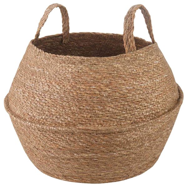 vidaXL Kvetináč s uchami Prírodná Ø 45 x 36 cm 100% Morská tráva