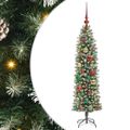 vidaXL Umelý chudý vianočný strom Zelená a biela 120 cm