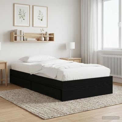 vidaXL Rám postele so skladom Čierny dub 80 x 200 cm Kompozitné drevo