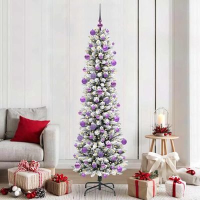 vidaXL Umelý vianočný stromček Biela 210 cm PVC, kov a plast
