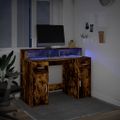 vidaXL Stôl s LED svetlami dymový dub 120x55x91 cm kompozitné drevo