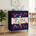 vidaXL Příborník MAINZ Kvetinový vzor 66 x 36,5 x 76 cm Čierny dub
