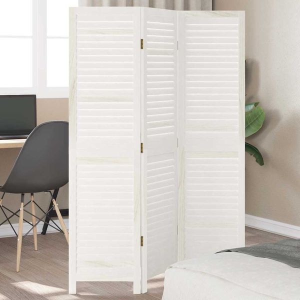 vidaXL Paraván 3 panely biely masívne drevo paulovnie