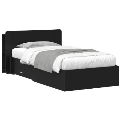 vidaXL Rám postele so skladom Čierna 75 x 190 cm Kompozitné drevo