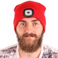 Čiapka s čelovkou 180lm, nabíjacia, USB, univerzálna veľkosť, bavlna/PE, červená SIXTOL