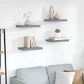 vidaXL Plávajúce nástenné police 4 ks, sivé 40x23,5x3,8 cm, MDF