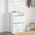 vidaXL Botník s 2 výklopnými zásuvkami biely 80x34x116 cm