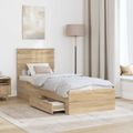 vidaXL Rám postele Sonoma dub a striebro 75 x 190 cm Kompozitné drevo